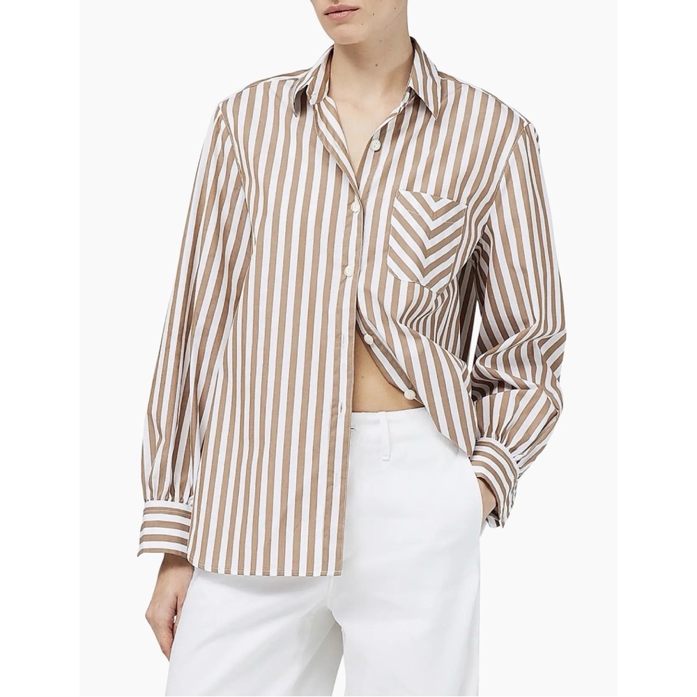 Rag & Bone Brown and White Striped Button-Up Shirt